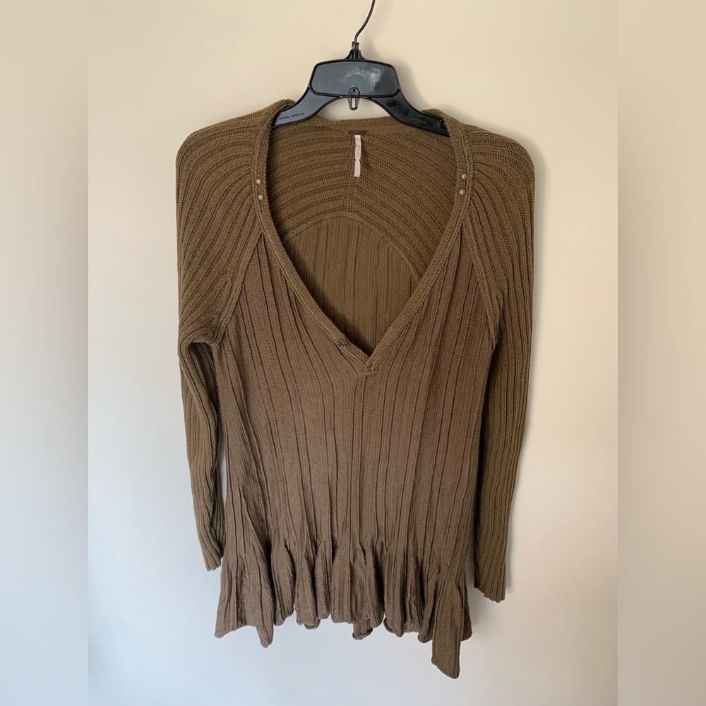 Free People Sweaters Free People Knit Tunic Ribs And Ruffles - Picture 2 of 4